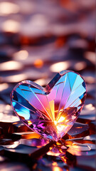 a heart made of broken glass, colorful glass heart, love concept, broken heart concept