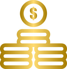 Stack of golden coins, golden coins pile