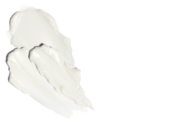 Set, composition of cosmetic strokes, cream on a blank background.