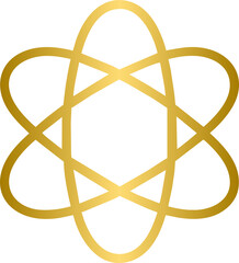 Golden molecule icon, gold molecule element design
