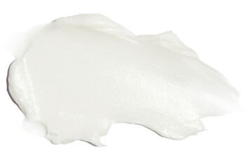 A smear of cream on a blank background.
