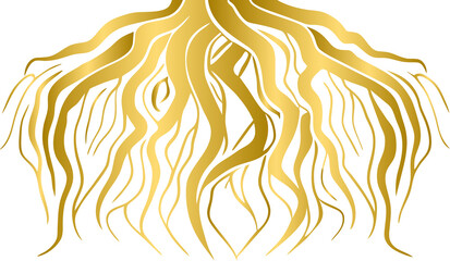 Naklejka premium Golden root, gold tree root