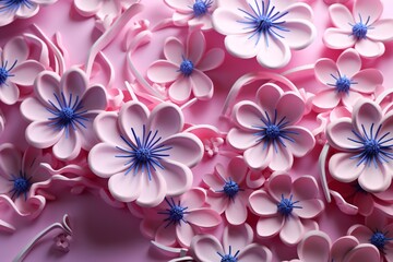 Obraz premium blue flowers on pink background