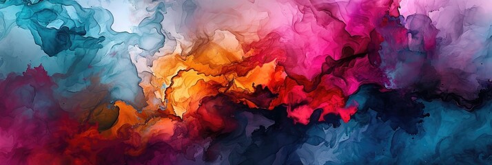 Fototapeta na wymiar A Fluid and Colorful Abstract Watercolor Wash combine Background Blending Vibrant Hues in a Dreamy Artistic Pattern - Colorful Watercolor Wallpaper created with Generative AI Technology