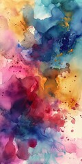 Obraz na płótnie Canvas A Fluid and Colorful Abstract Watercolor Wash combine Background Blending Vibrant Hues in a Dreamy Artistic Pattern - Colorful Watercolor Wallpaper created with Generative AI Technology