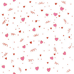 Decorative hearts set. Valentine's day symbols doodle hearts and elements. Hearts of different sizes, shapes and patterns. Isolated. Doodle. Vector illustration.