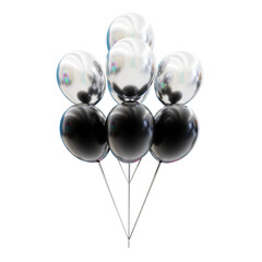 White and black color balloons bunch