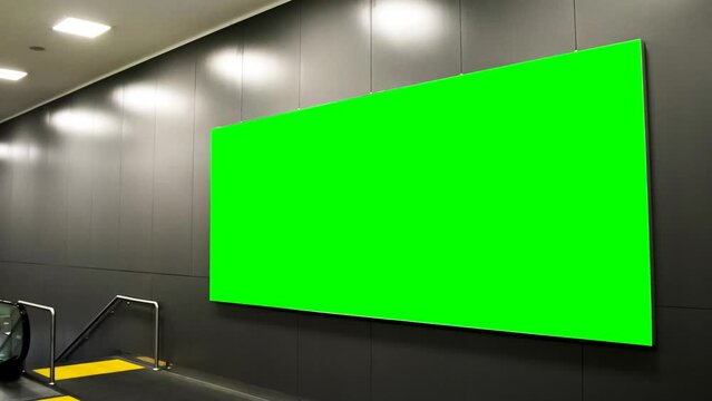 Billboard mockup video, green screen chroma key, zoom in out camera effect