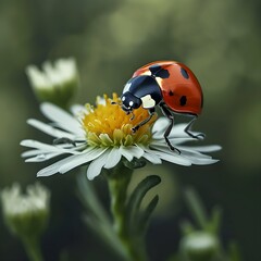 ladybug sits on a flower