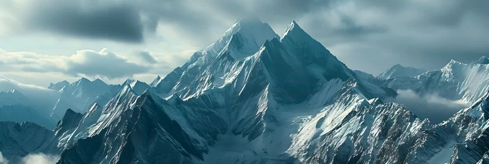 Foto op Plexiglas mountain top with snow banner © PSCL RDL