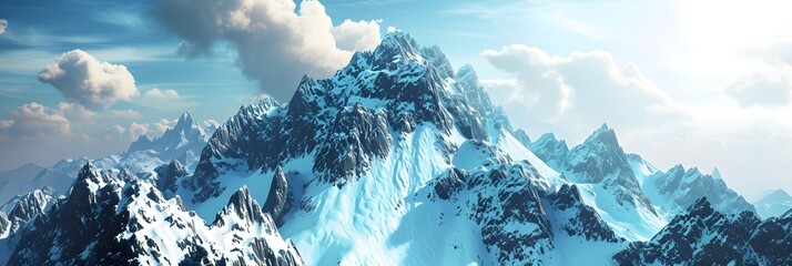 mountain top with snow banner