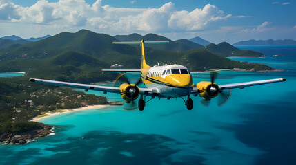 airplane in the sky of koh samui