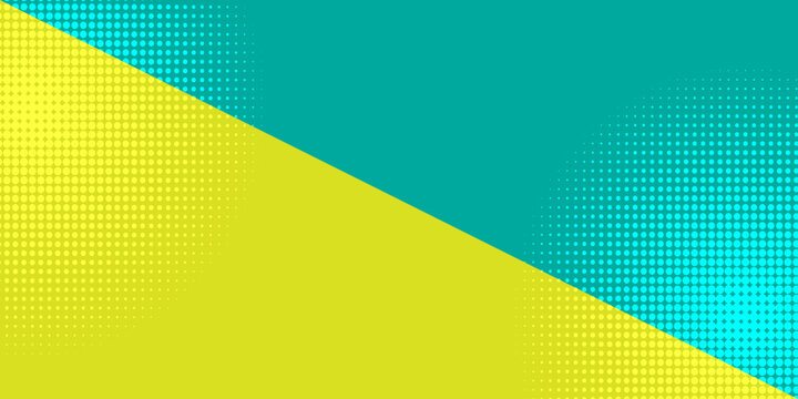 Green-yellow background divided by diagonal. Vector illustration Background into two colors with halftone dots.
