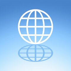 Globe icon. Vector icon isolated on blue background.