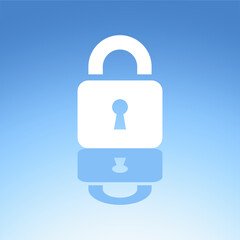 Padlock icon. Vector icon isolated on blue background.