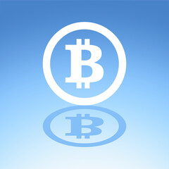 Obraz premium Bitcoin icon. Blockchain. Vector icon isolated on blue background.