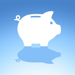 Piggy bank icon. Savings account. Vector icon isolated on blue background.