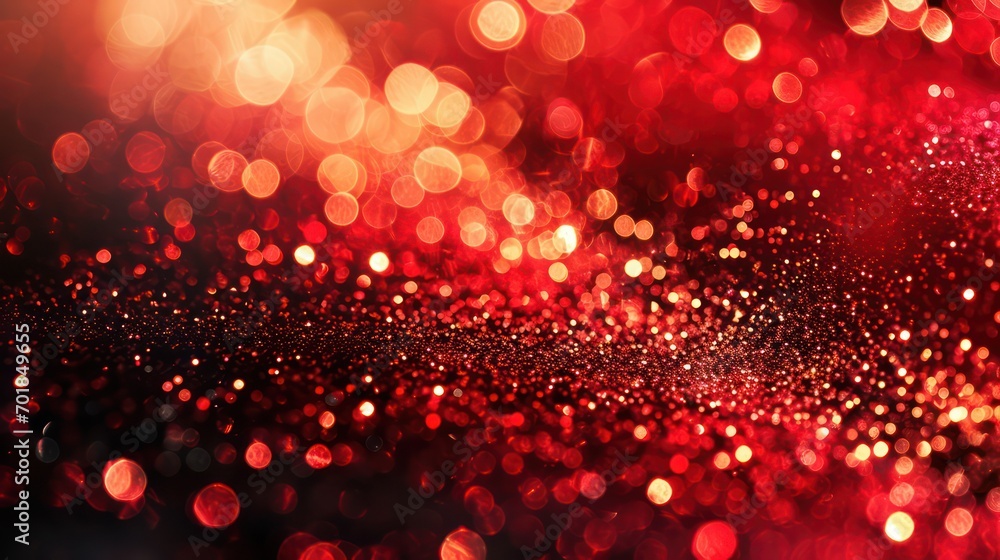Poster abstract red background with sparkling effect and glitters