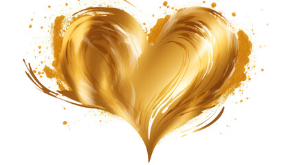 Valentine's day, heart shape made of gold on white transparent background, generative ai - obrazy, fototapety, plakaty