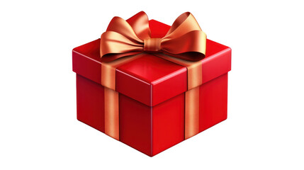 Obraz premium Valentine's day, red gift box with ribbon on white transparent background, generative ai