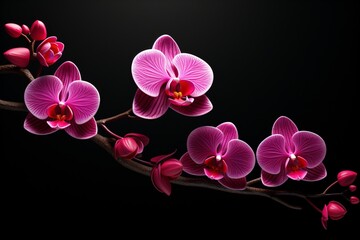 pink orchid on black