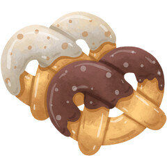 chocolate and vanilla pretzels watercolor