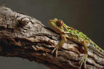 Naklejka premium green lizard on a branch