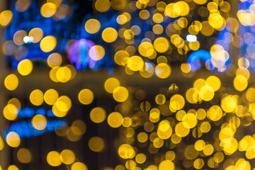 Close up round yellow abstract bokeh background