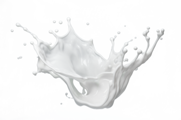 Milk drops and splashes isolated on transparent background. Abstract background with splashing white liquid