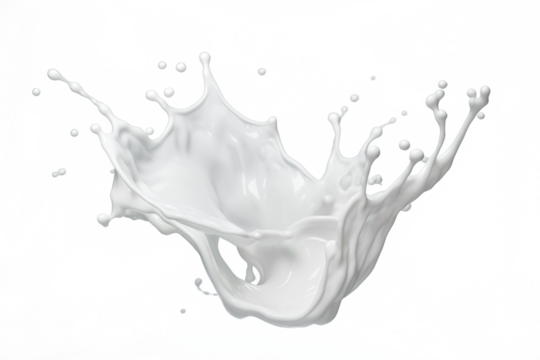 Milk drops and splashes isolated on transparent background. Abstract background with splashing white liquid