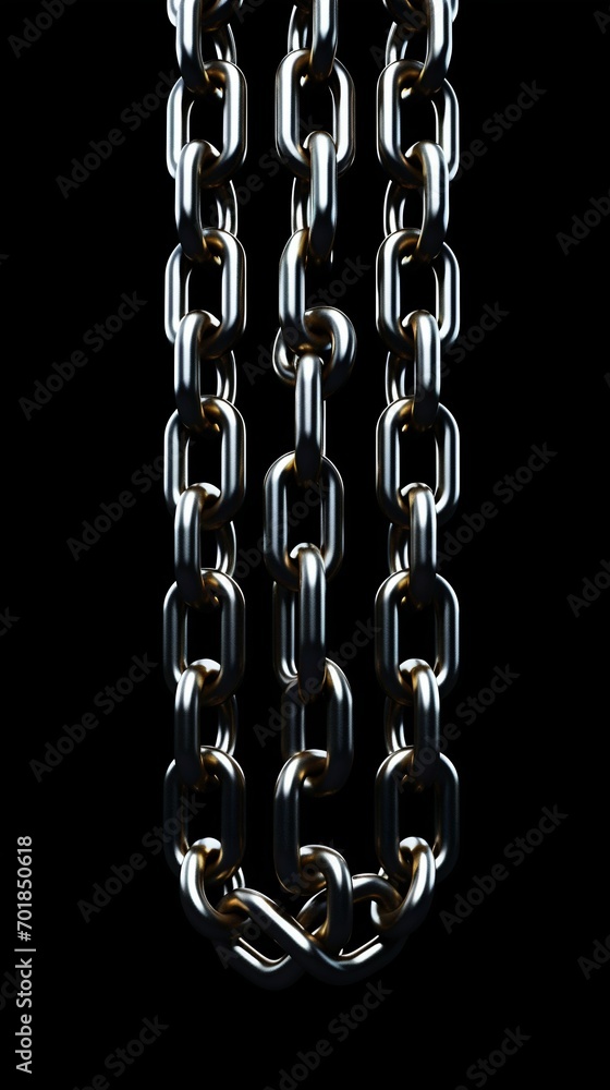 Poster seamless metallic chain patterns on dark background. generative ai