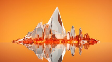 Transparent colorful glass mountain. abstract orange background. Generative AI