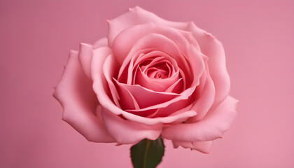 Closeup of pink rose on a pink background