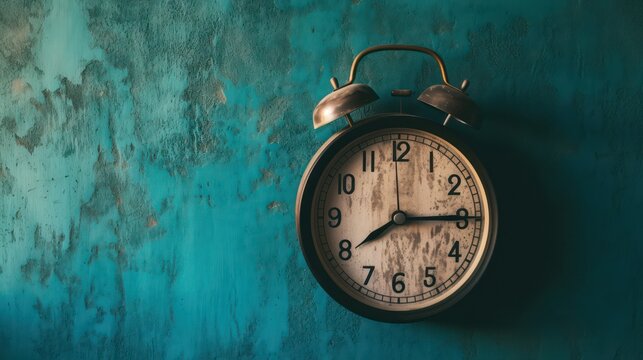 Minimalist and modern design characterize this ticking wall clock, making it ideal for backgrounds and banners with generous copy space.
