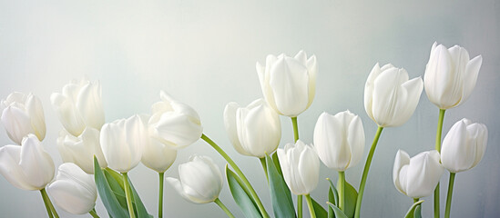 A bunch of fresh white tulips