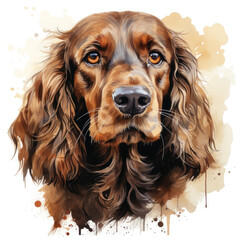 watercolor English Cocker Spaniel clipart, Generative Ai