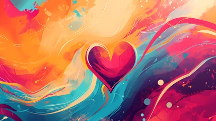 Fotobehang Abstract love concept wedding romance valentines day colorful hearts background wallpaper © BeautyStock