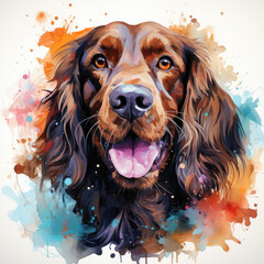 watercolor English Cocker Spaniel clipart, Generative Ai