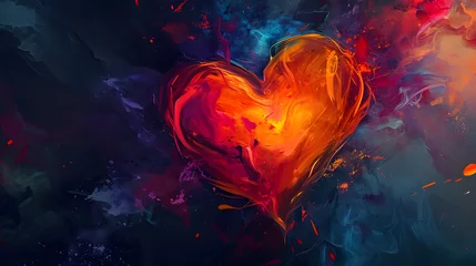 Poster Abstract love concept wedding romance valentines day colorful hearts background wallpaper © BeautyStock