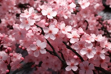 Fototapeta premium A beautiful floral background wallpaper design with japanese cherry blossom flowers