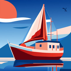 vector illustration of a ship with sails