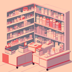 vector illustration of a shop counter