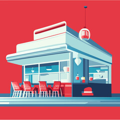 Fototapeta premium vector illustration of a restaurant facade