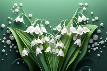 Wandcirkels tuinposter A beautiful floral background wallpaper design with lily of the valley flowers © Tarun