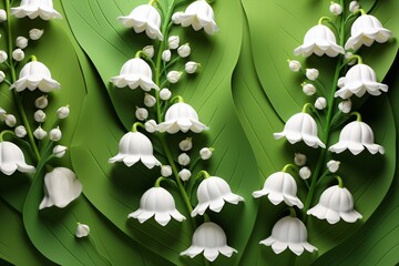 A beautiful floral background wallpaper design with lily of the valley flowers