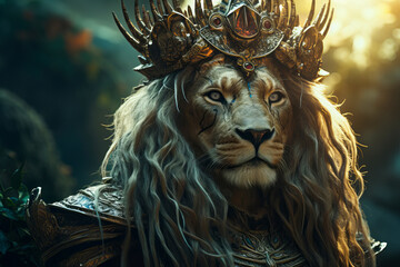 portrait of a lion with Crown and jewels
, cinematic wallpaper