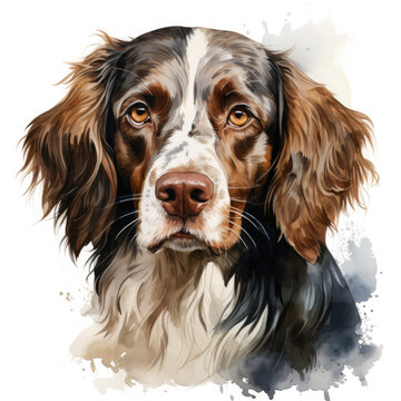 watercolor English Setter clipart, Generative Ai