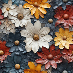 Seamless vintage flowers leather texture background