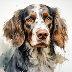 watercolor English Setter clipart, Generative Ai