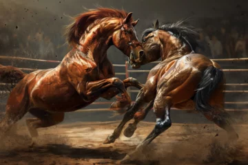 Foto op Plexiglas illustration of a fighting horse © imur